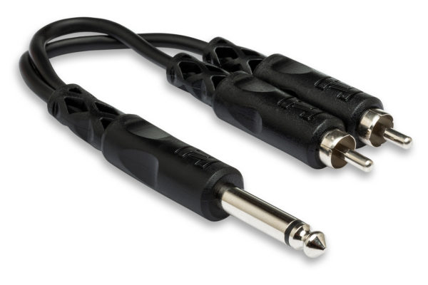 Y CABLE, 1/4 IN TS TO DUAL RCA