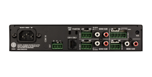 4 INPUT - 1 OUTPUT MIXER, FANLESS, 1U HALF-RACK, MOUNTING KIT INCLUDED
