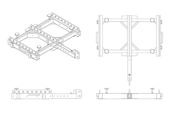 VTX V25 ARRAY FRAME EXTENSION BAR FOR USE WITH VTX-V25-AF, FRONT- OR REAR-MOUNTED. SINGLE (CENTRAL)
