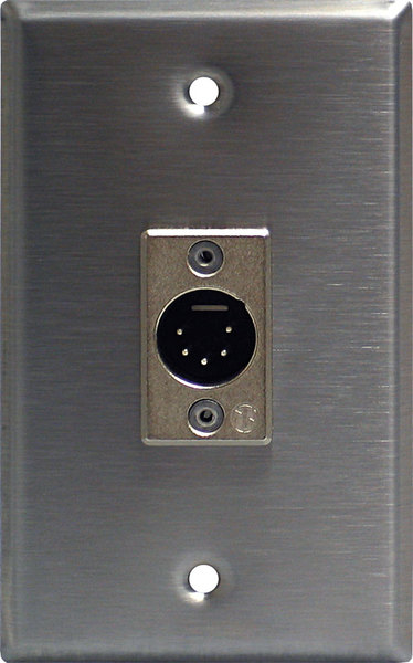 SINGLE GANG WALL PLATE WITH 5 PIN MALE DMX CONNECTOR