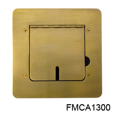 FLOOR BOX, SOLID BRASS, FLAT TRIM, CABLE SLOTS
