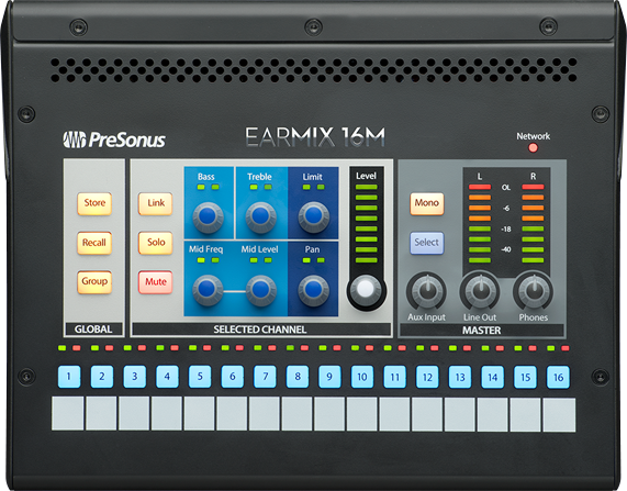 16CH AVB NETWORKED PERSONAL MONITOR MIXER / 24 BIT, UP TO 48 KHZ OPERATION
