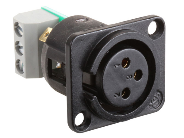 XLR 3-PIN FEMALE JACK - TERMINAL BLOCK CONNECTIONS
