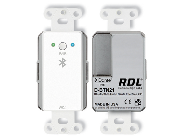 WALL-MOUNTED BLUETOOTH DANTE INTERFACE - WHITE (CUSTOM LABELED)