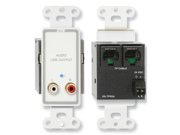 ACTIVE TWO-PAIR RECEIVER - TWISTED PAIR FORMAT-A - STEREO PHONO JACK OUTPUTS (CUSTOM LABELED) (SEE