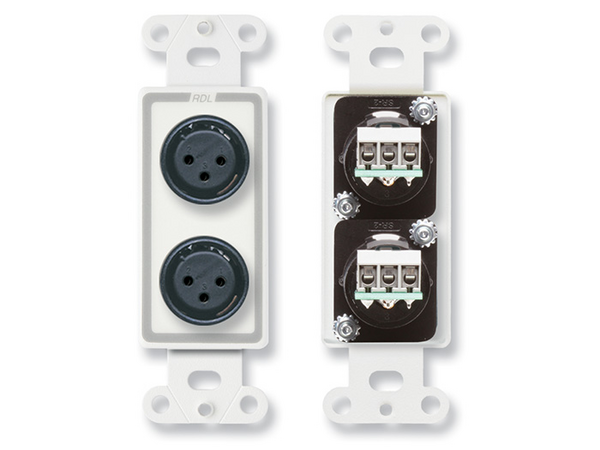 DUAL XLR 3-PIN FEMALE JACKS ON D PLATE - TERMINAL BLOCK CONNECTIONS