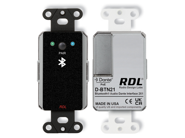 WALL-MOUNTED BLUETOOTH DANTE INTERFACE-BLACK (CUSTOM LABELED)