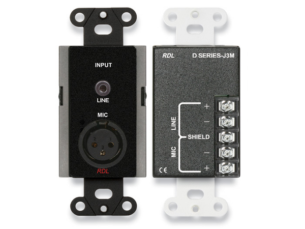 MIC/LINE INPUT ASSEMBLY - XLR, MINI-JACK, TERMINAL BLOCK - BLACK (CUSTOM LABELED) (SEE PART # ZCST-L