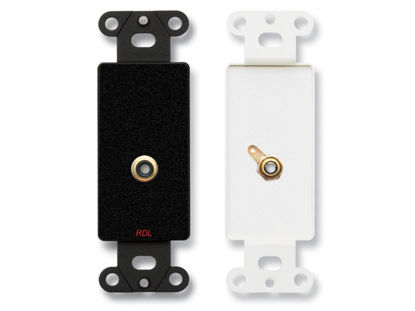 SINGLE PHONO JACK ON D PLATE - SOLDER TYPE - BLACK
