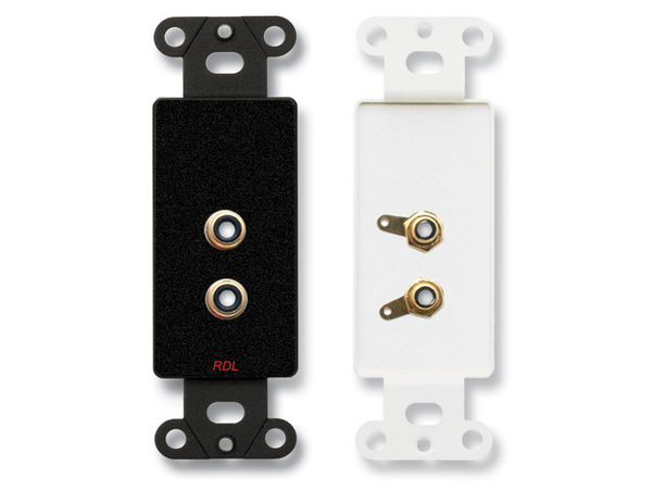 DUAL PHONO JACKS ON D PLATE - SOLDER TYPE - BLACK