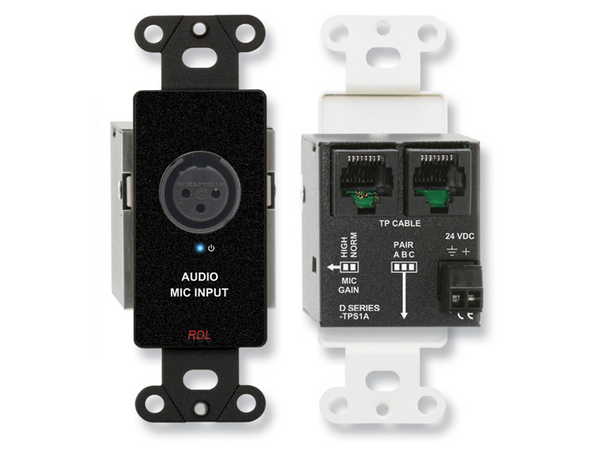 ACTIVE SINGLE-PAIR SENDER - TWISTED PAIR FORMAT-A - XLR MIC INPUT W PHANTOM - BLACK
