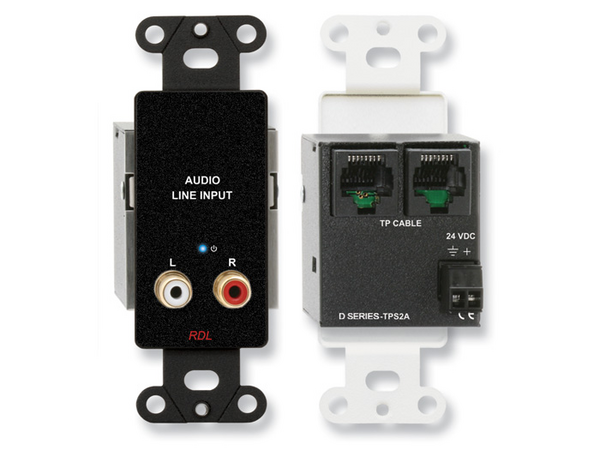 ACTIVE TWO-PAIR SENDER - TWISTED PAIR FORMAT-A - STEREO PHONO JACK INPUTS - BLACK (CUSTOM LABELED) (
