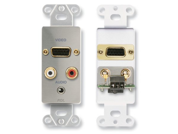 AUDIO/VIDEO DECORA® JACK PANEL - STAINLESS - DB15, PHONO, MINI