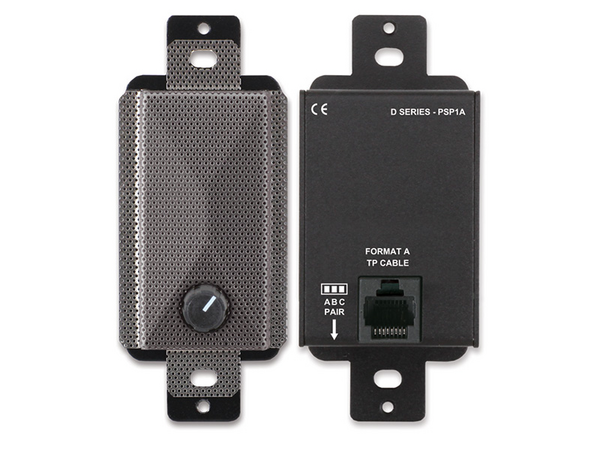 DECORA-STYLE ACTIVE LOUDSPEAKER - FORMAT-A - STAINLESS STEEL - USER LEVEL ADJUST