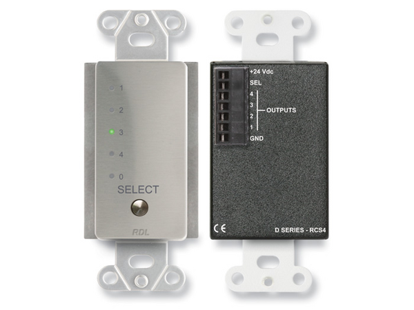 REMOTE CHANNEL SELECTOR - 4 CHANNELS - CONTROLS RU-ASX4D/R - STAINLESS STEEL (CUSTOM LABELED) (SEE P