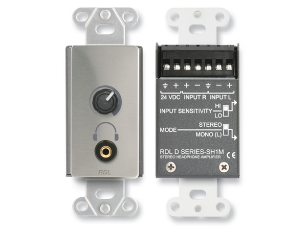 STEREO HEADPHONE AMPLIFIER - STAINLESS DECORA® PANEL WITH USER LEVEL CONTROL