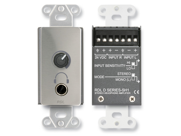 STEREO HEADPHONE AMPLIFIER - DECORA® PANEL WITH USER LEVEL CONTROL