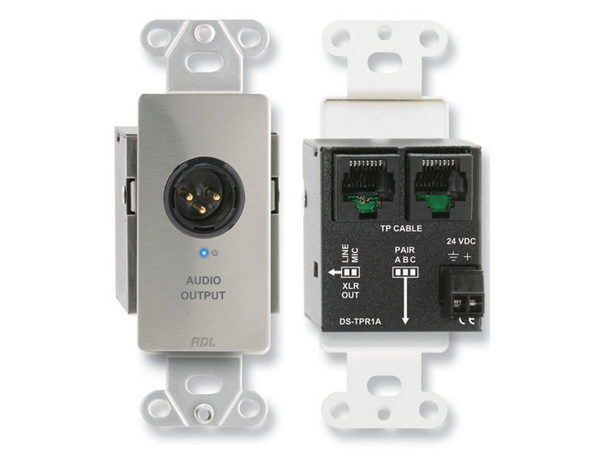 ACTIVE SINGLE-PAIR RECEIVER - TWISTED PAIR FORMAT-A - XLR MIC/LINE OUTPUT - STAINLESS (CUSTOM LABELE
