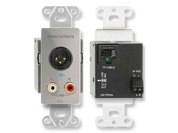 ACTIVE THREE-PAIR RECEIVER - TWISTED PAIR FORMAT-A - XLR & STEREO PHONO OUT - STAINLESS (CUSTOM LABE