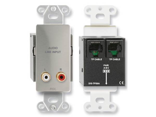 PASSIVE SINGLE-PAIR SENDER - TWISTED PAIR FORMAT-A - STEREO PHONO JACK INPUTS - STAINLESS (CUSTOM LA