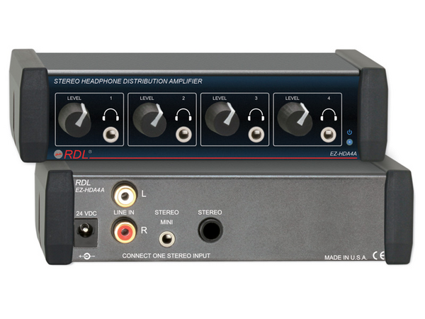STEREO HEADPHONE DISTRIBUTION AMP - 1X4 FRONT-PANEL OUTPUTS