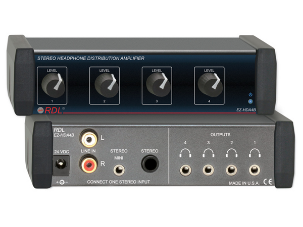 STEREO HEADPHONE DISTRIBUTION AMP - 1X4 REAR-PANEL OUTPUTS