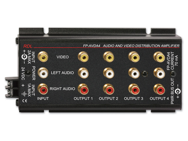 STEREO AUDIO/VIDEO DISTRIBUTOR - 1X4 - PHONO JACKS