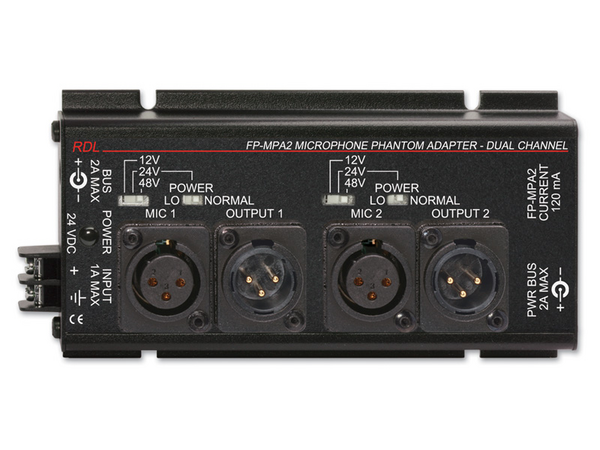 DUAL MIC PHANTOM ADAPTER 12, 24, 48 V - XLR