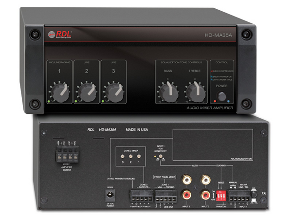 35 WATT MIXER AMPLIFIER - 25 V, 70 V, 100 V OUTPUTS - EXPORT MODEL - EXCLUDES POWER CORD