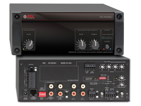 35 WATT REMOTE MIXER AMPLIFIER - 4/8 OHM OUTPUTS