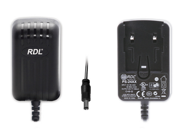 24 VDC SWITCHING POWER SUPPLY, INTERCHANGEABLE AC PLUG, 500 MA, DC PLUG