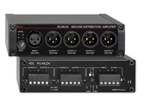 MICROPHONE / LINE DISTRIBUTION AMPLIFIER - 1X4