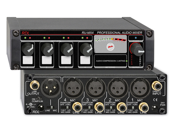 PRO 4 INPUT MIC/LINE MIXER W/PHANTOM - MIC AND LINE OUT