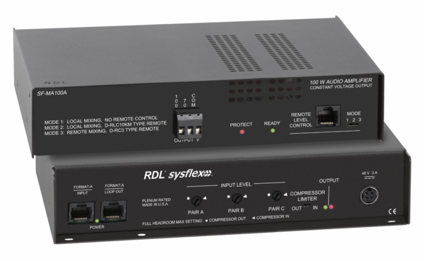 FORMAT-A TO 100W MONO AUDIO MIXER-AMPLIFIER - 70V OR 100V