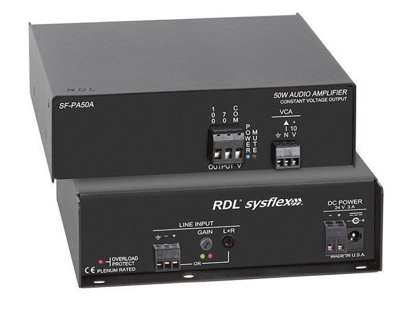 50 W MONO AUDIO AMPLIFIER - 70 V OR 100 V - INCLUDES NORTH AMERICAN POWER CORD