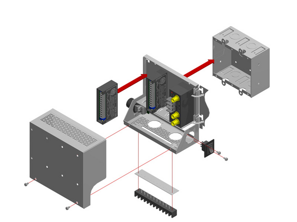 STICK-ON SERIES MOUNTING RACK - 7 MODULES MAX.