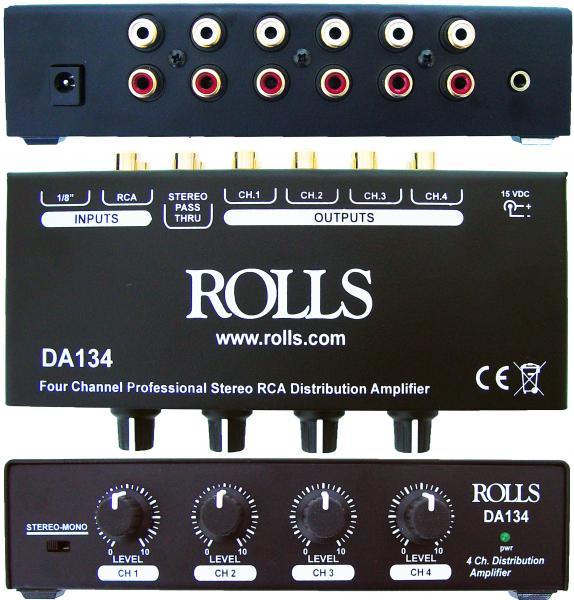 4CH DISTRIBUTION AMP / RCA AND 1/8” INPUTS THAT CAN BE SWITCHED FROM MONO OR STEREO