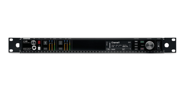 DUAL-CHANNEL RECEIVER. INCLUDES LOCKING POWER AND JUMPER CABLES, RACKMOUNT KIT, AND USER GUIDE.