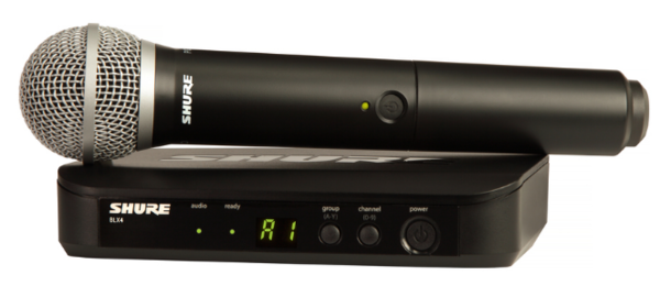 BLX WIRELESS VOCAL HANDHELD SYSTEM WITH BLX4 RECEIVER, & BLX2/PG58 HANDHELD PG 58 MICROPHONE