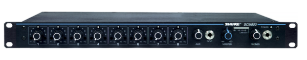 EIGHT-CHANNEL MICROPHONE MIXER WITH EQ PER CHANNEL, AC ONLY, ONE RACK SPACE, SINGLE AND DUAL MOUNT