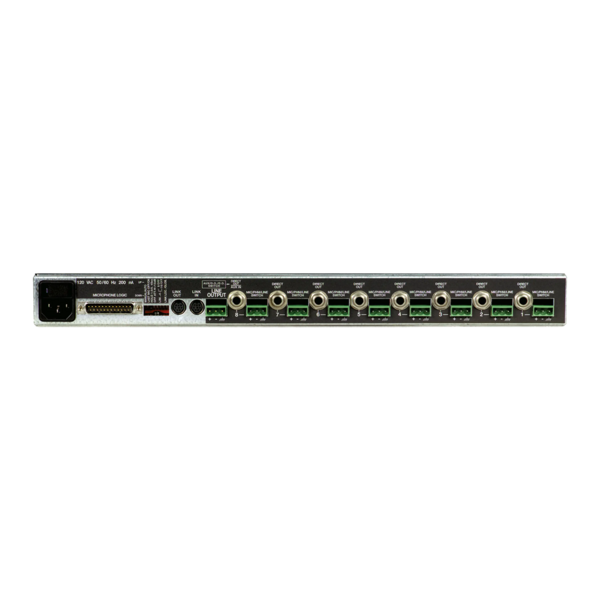 EIGHT-CHANNEL AUTOMATIC MIXER WITH LOGIC CONTROL AND EQ PER CHANNEL, AC ONLY, ONE RACK SPACE