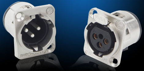 E Series 3 Pin XLR Female, Solder Contacts, Silver Pins / Black  Finish