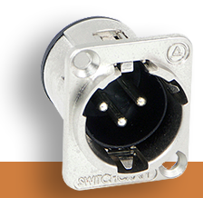 E Series 3 Pin XLR Male, Solder Contacts, Silver Pins / Black  Finish