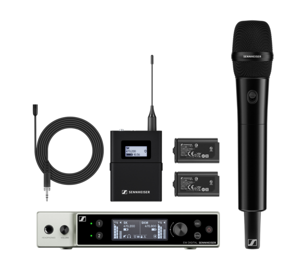 DIGITAL WIRELESS DUAL COMBO LAPEL/HANDHELD SYSTEM:  DUAL AES NETWORK RECEIVER, HANDHELD, BODYPACK