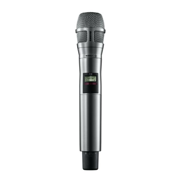 AXIENT DIGITAL HANDHELD TRANSMITTER WITH NEXADYNE 8/C CARDIOID DYNAMIC MICROPHONE CAPSULE, NICKEL