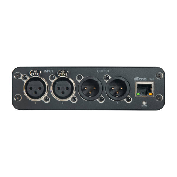 DANTE AUDIO NETWORK INTERFACE, 2-INPUT/2-OUTPUT, XLR CONNECTORS, MIC/LINE