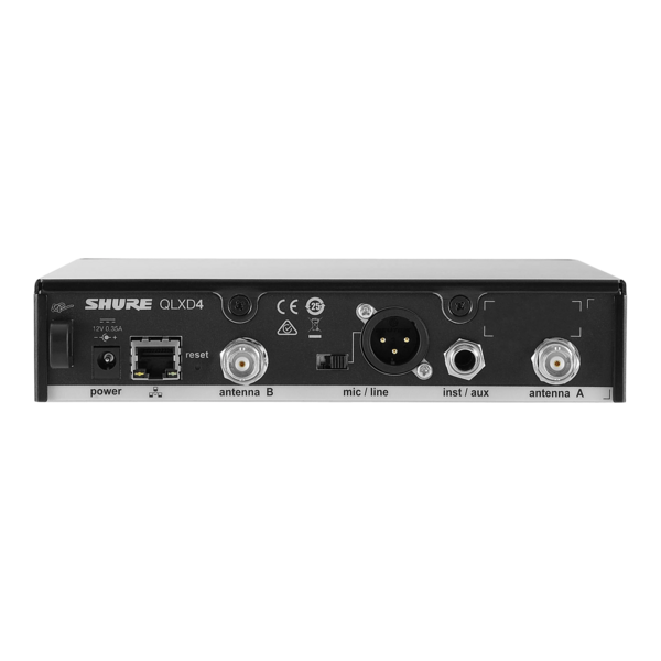 QLX-D SINGLE CHANNEL QLXD4 DIGITAL WIRELESS RECEIVER WITH AES-256 ENCRYPTION/RECEIVER COMPONENT ONLY
