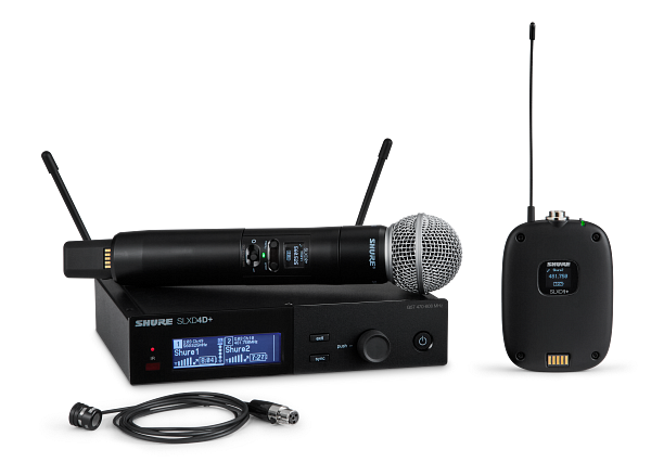 SLX-D+ DIGITAL WIRELESS COMBO SYSTEM WITH SM58 HANDHELD AND WL185M LAVALIER MICROPHONES