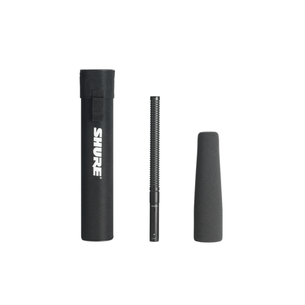 MEDIUM CONDENSER SHOTGUN MICROPHONE WITH CASE AND FOAM WINDSCREEN