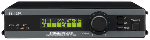WIRELESS RECEIVER- SPACE DIVERSITY- 64 CH.- SCANNER- TRANSMITTER BATTERY STATUS-
